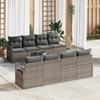 9-Piece Garden Sofa Set with Grey Cushions In Poly Rattan 3354978