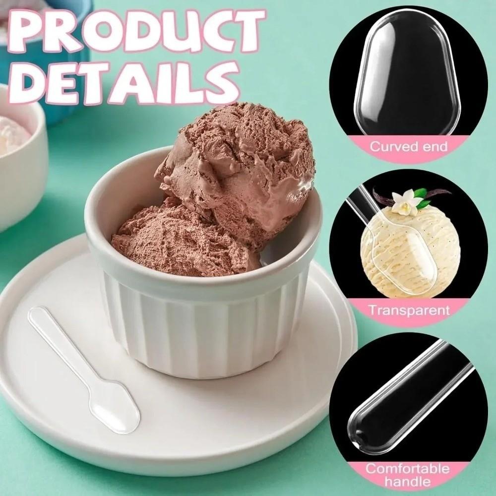 500pcs Disposable Transparent Tasting Spoon Lightweight Disposable Wrapped Spoon Birthday Party