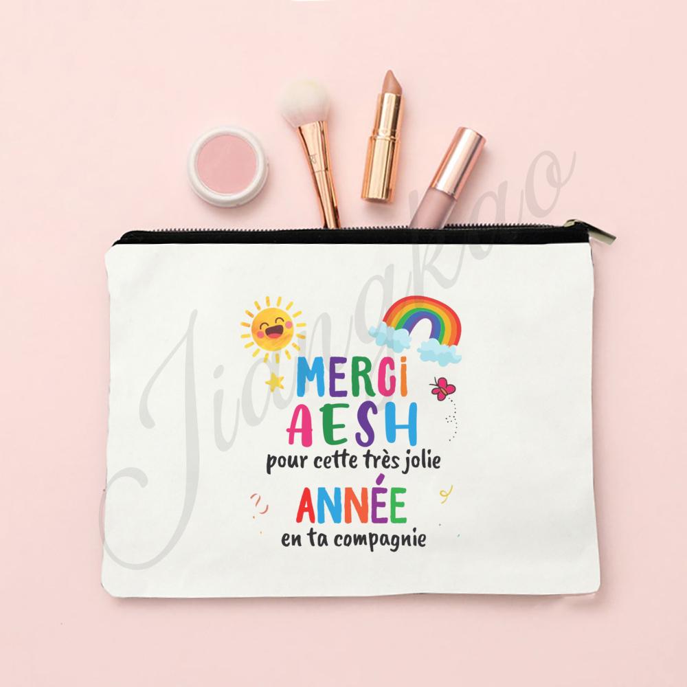 Thank Super Teacher Print Makeup Bag Travel Toiletries Storage Pouch School Pencil Bags Gift for Atsem Avs Aesh Maitress Maitre