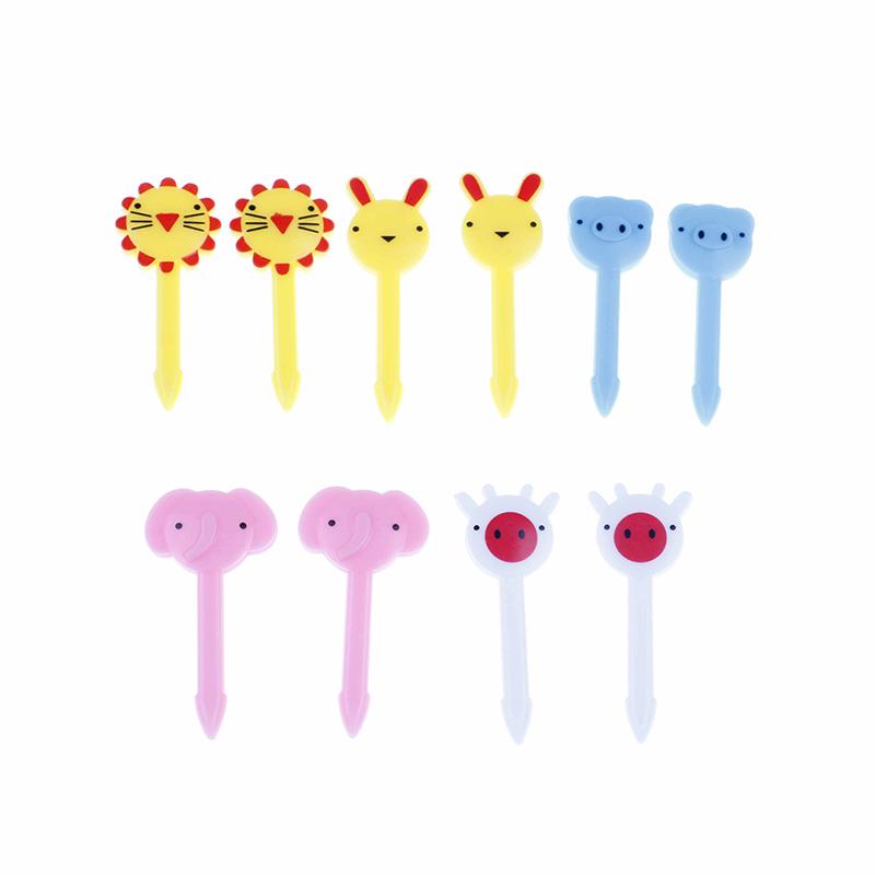 6-20pcs Animal Fruit Fork Mini Cartoon Children Snack Cake Dessert Food Fruit Pick Toothpick Bento Lunches Party Decoration