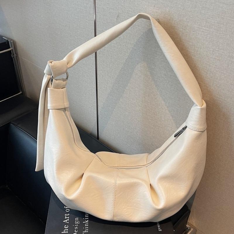 Vintage Soft PU Leather Shoulder Bag Women Large Capacity Crescent Hobo Bag Wide Strap Sling Bag for Work Travel and Casual Outings