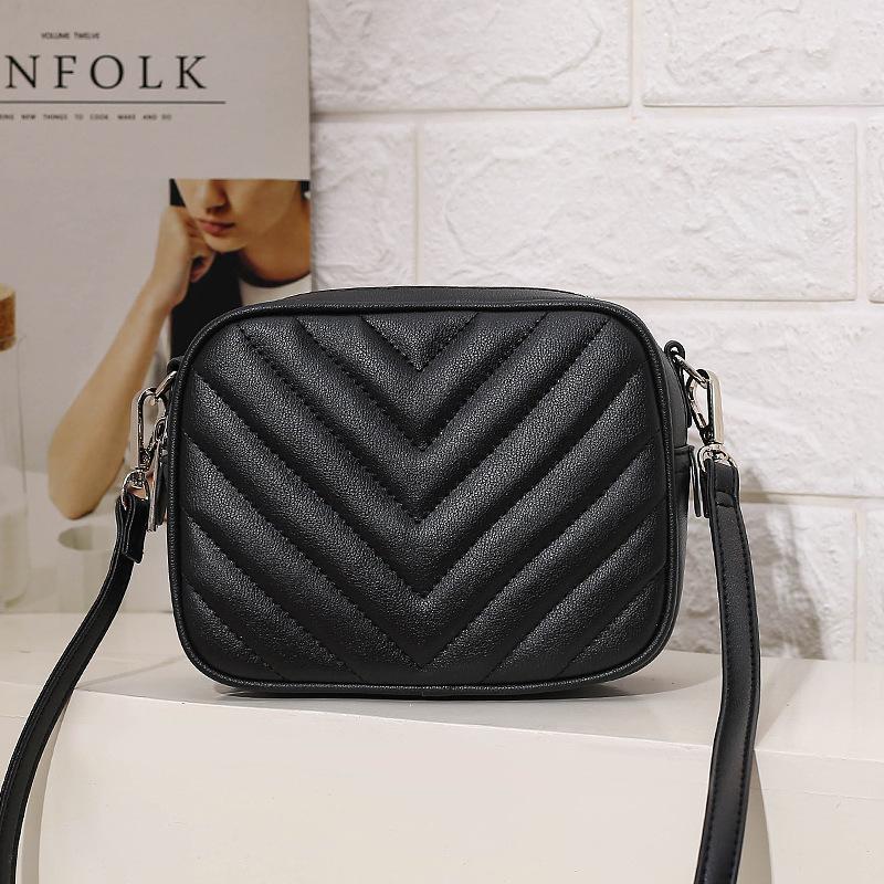 New Fashion Women'S Crossbody Bags Solid Color Rhombic Sewing Shoulder Bags Simple Stylish Pu Leather Handbags Quality