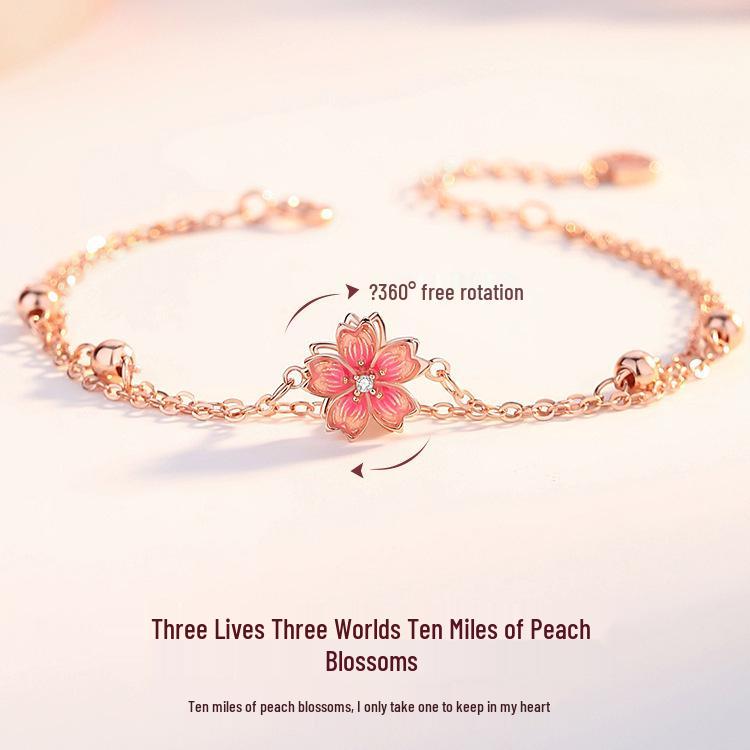 Luxury Flower Jewelry Set: Rotating Pendant Necklace, Stud Earrings & Ring - Elegant Gift for Her