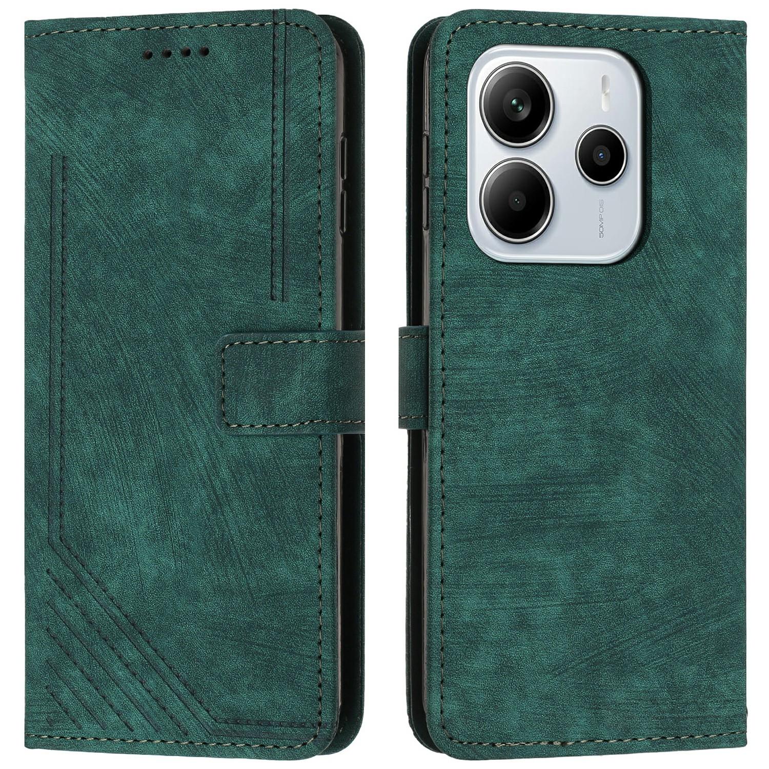 

For Xiaomi Redmi Note 14 4G (164.84mm) Case Imprinted Lines Leather Phone Cover with Stand C