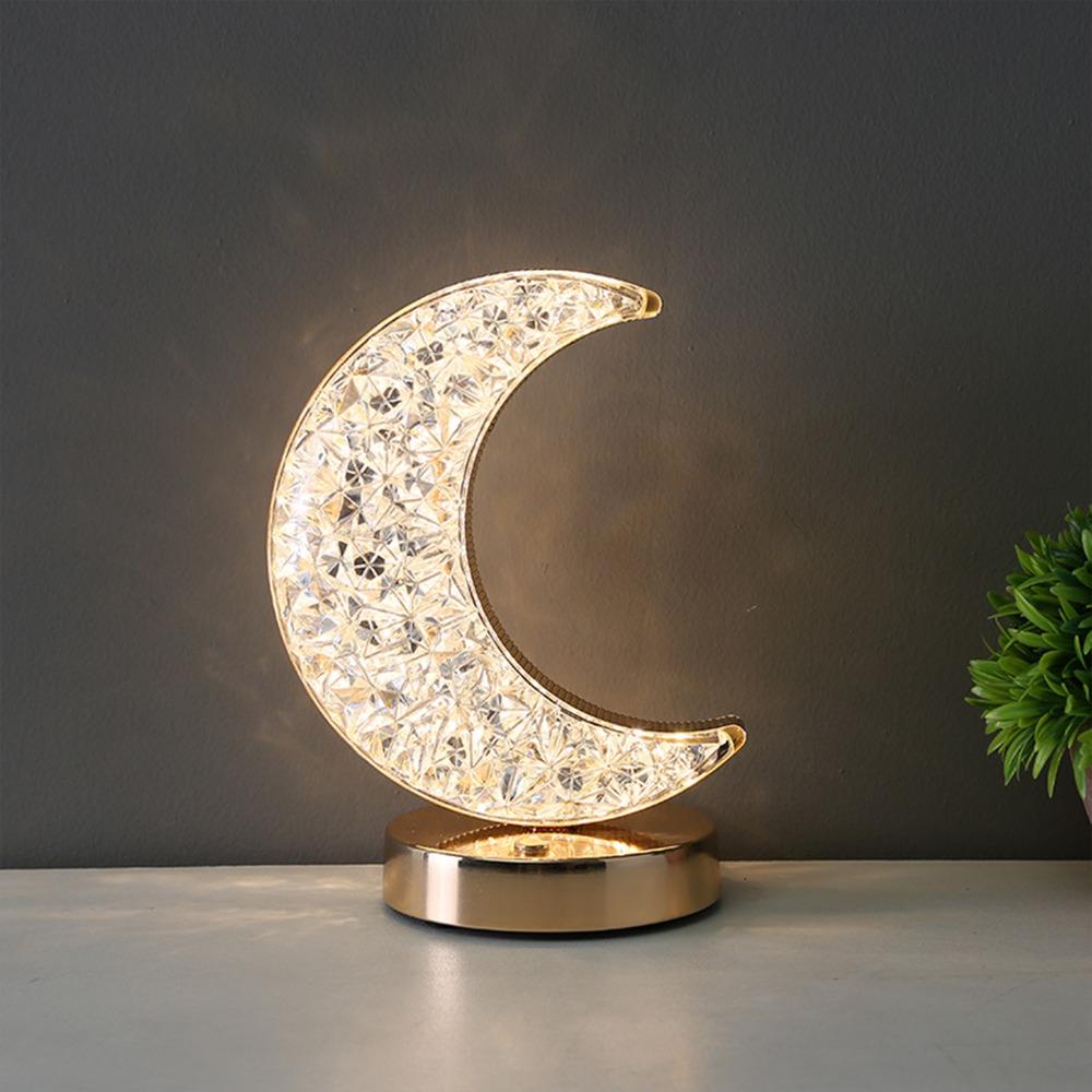 USB Rechargeable Moon Shape Night Light Touch Control Rechargeable Touch Lamp Nightstand Use