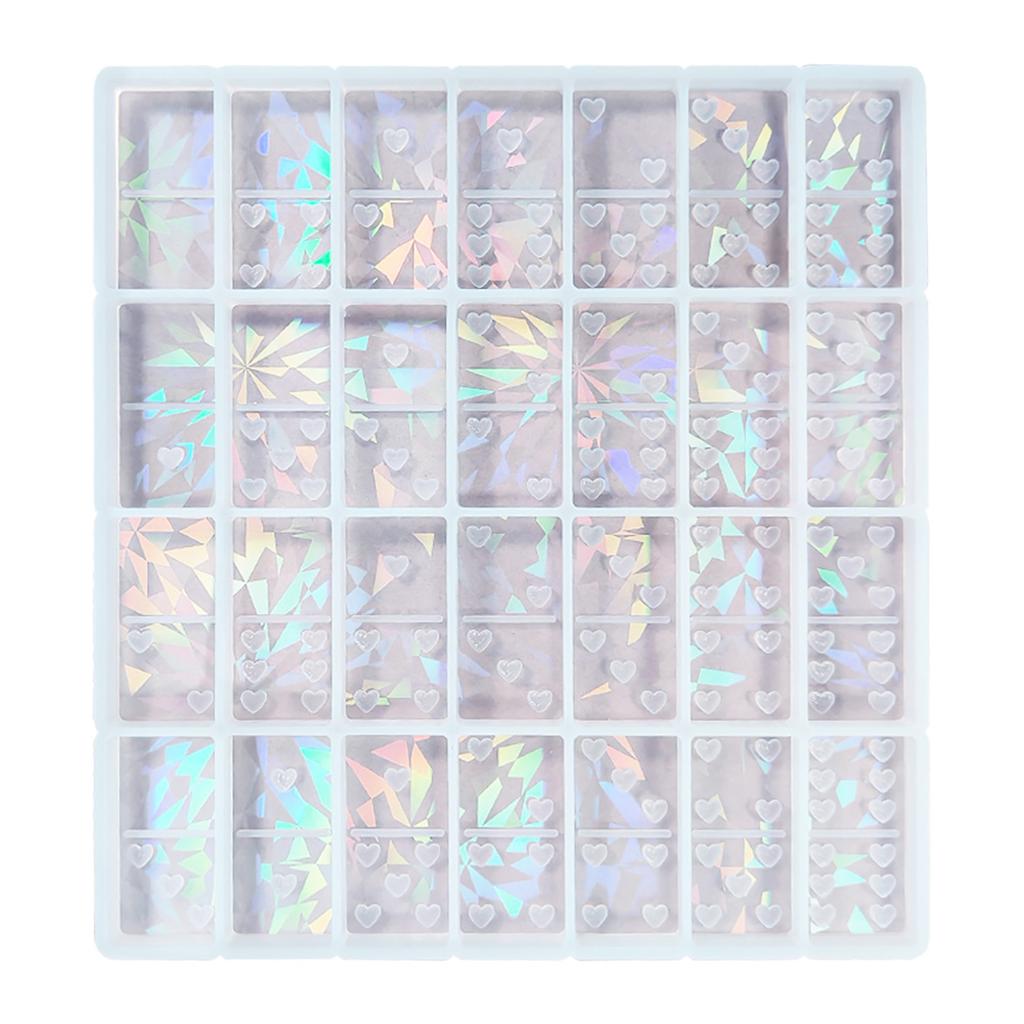 Heart Domino Resin Molds Light and Shadow Holographic Silicone Mold DIY Crystal Epoxy Resin Game Mold Jewelry Making