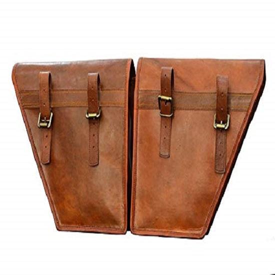 UMI ENTERPRISES Unisex Handmade Pure Leather  Brown Bike Bag Motorcycle Saddle Bag, Universal Side Bag Saddle Travel Bag