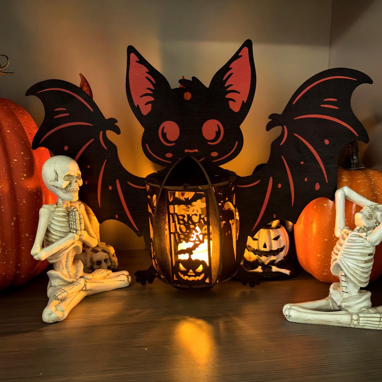 

Креативный Хэллоуинский деревянный вырезанный с подсветкой, подвесками-пауками, подставками для дисплея и маленькими ночниками. One Size