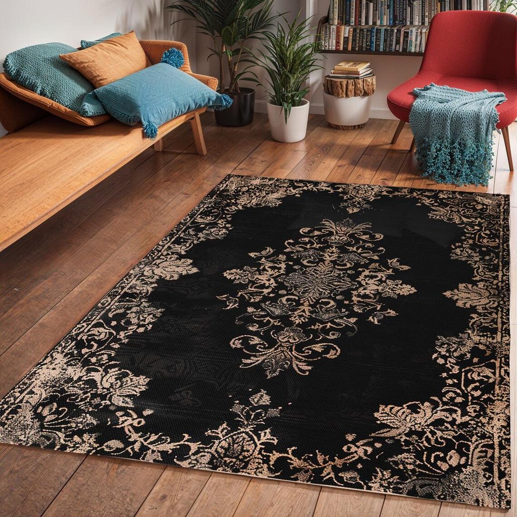 Gothic Area Rug Dark Cottagecore Persian Style Decor Carpets Non-slip Mat for Bedroom Living Room Home Decor Animal Floor Mat