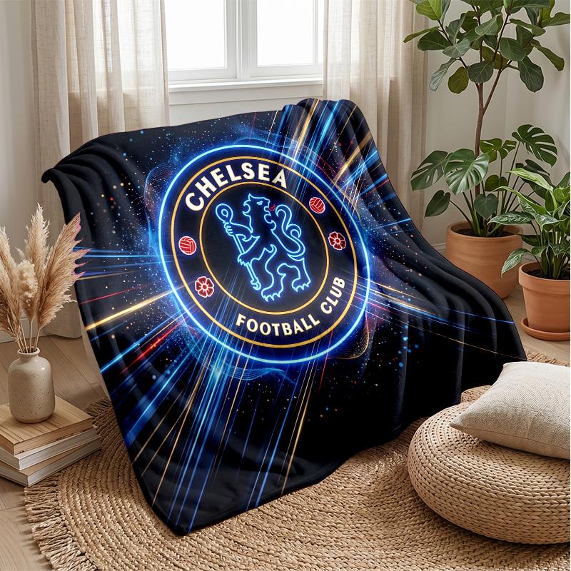 Chelsea FC Theme Blanket Soft Flannel Blanket Plush Throw Blanket Cozy Sofa Bed Blanket for Home Decor