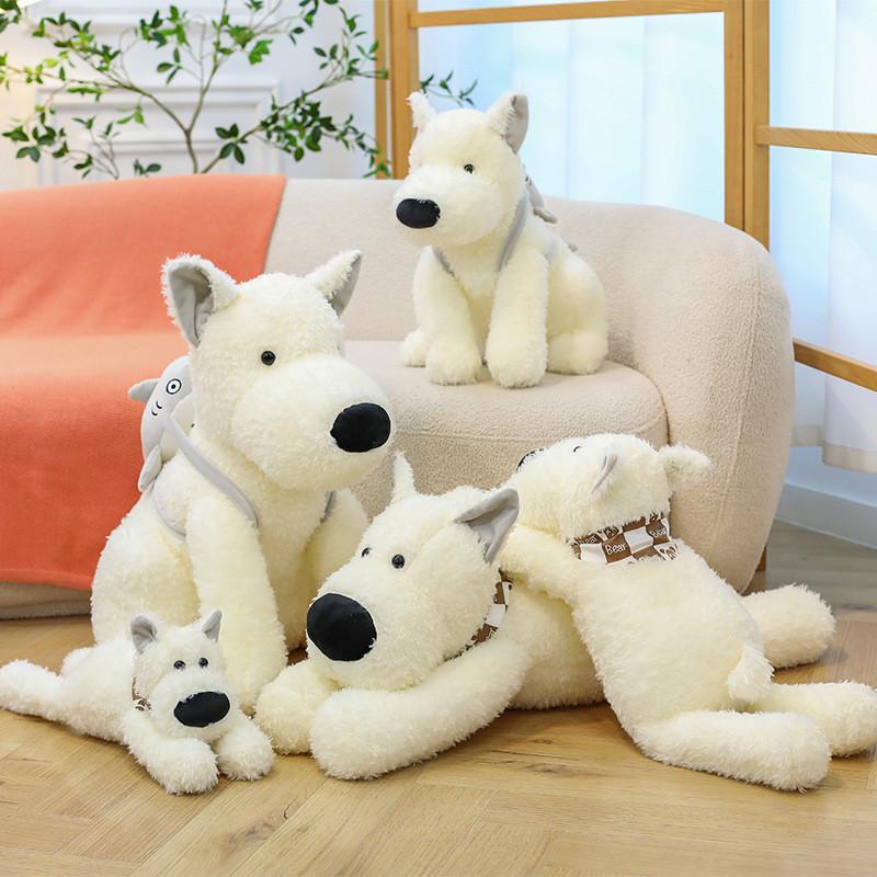 White Highland West Terrier With Shark Scarf Plush Toy Stuffed Animal Dolls