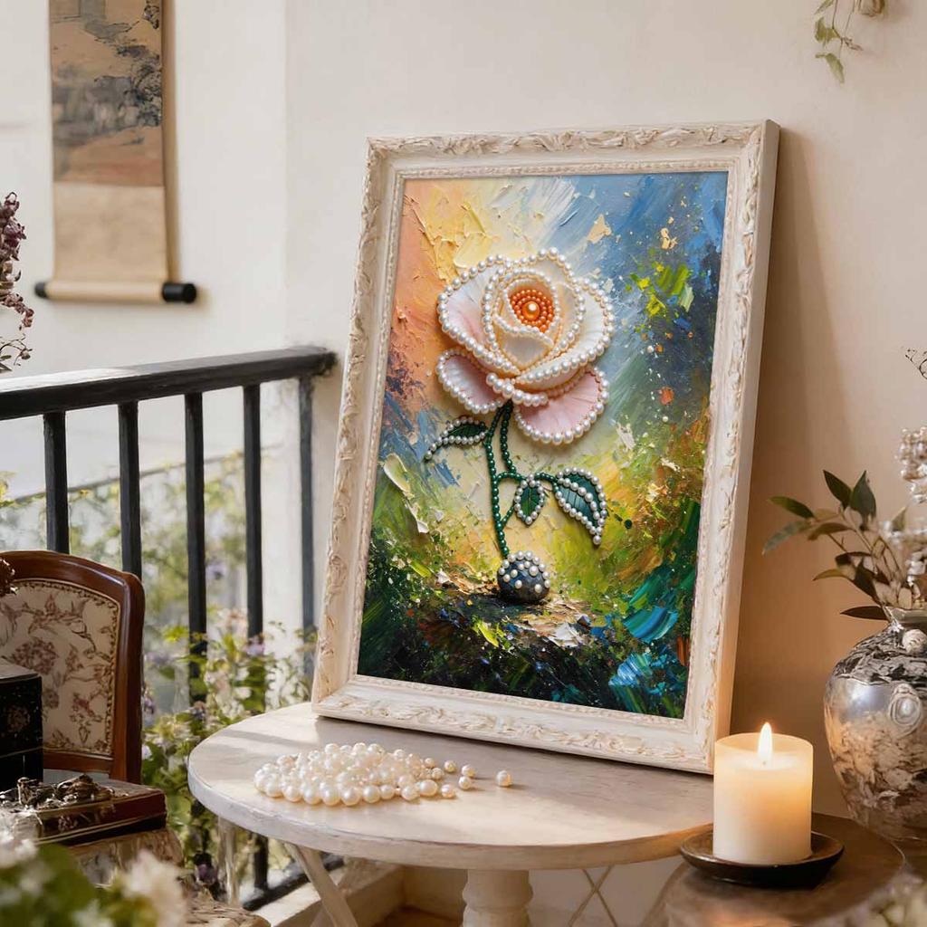 DIY A Rose Pearl Art Painting for Home Wall Decor Arts Craft  for Adults/Beginners Gift Idea Home Decor Without Frame