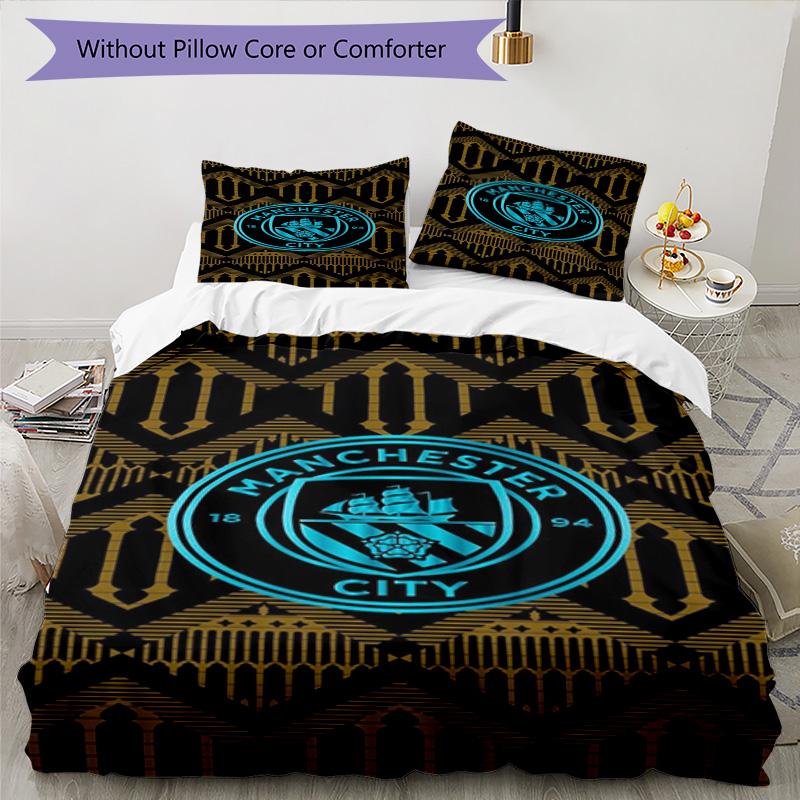 Set Copripiumino Stampato Manchester City F.C. – include 1 copripiumino e 2 federe coordinate Decorazione per camera da letto Regali di Natale