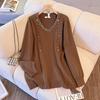 Plus Size Women's Winter Rhinestone V-neck Sweater: Stylish Layered Outerwear for 130-350 Jin