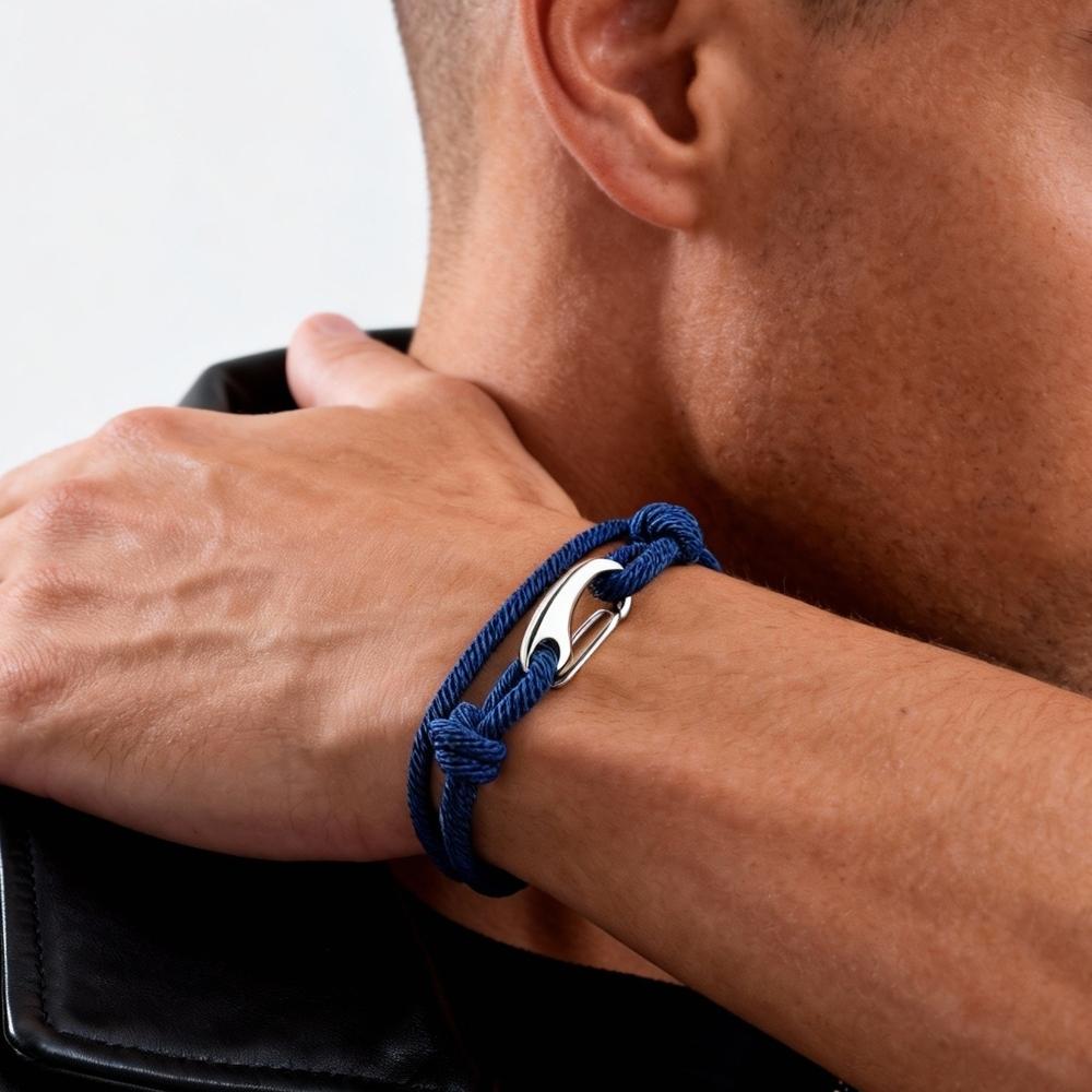 Einfaches doppellagiges Seilarmband für Männer, verstellbares geflochtenes Seil, nautisches Armband, handgefertigte Pulseras