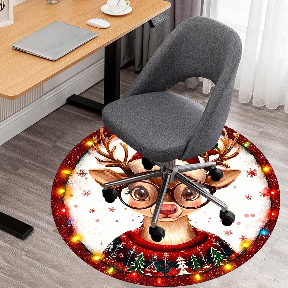 1PC reindeer sweater Office Round Area Rug, Under Office Chairs Bedroom Living Room Home Decor,Carpet for Office, -1110207