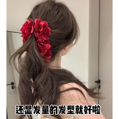 Acrylic Fabric Flower Hairpin Atmosphere Temperament Shark Clip Fashion Niche Versatile Hair Accessories Women