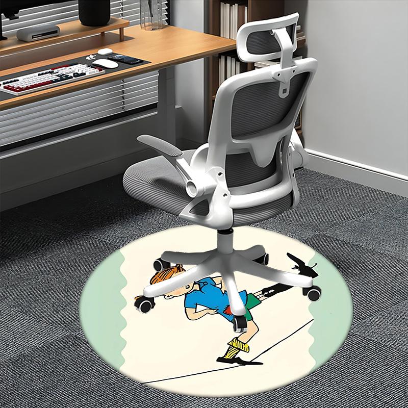 

Pippi Longstocking,Adventure Chair mat Round Rug Office carpet, Machine Washable, Non slip, Suitable for Living Rooms, Bedrooms 80cm