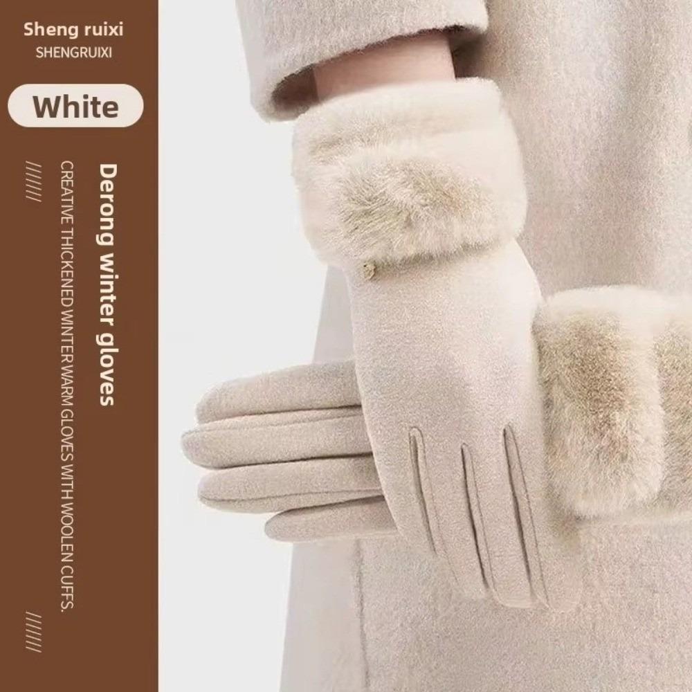

Thickened Women Gloves Windproof Cycling Gloves Winter Touchscreen Gloves Keep Warm білий