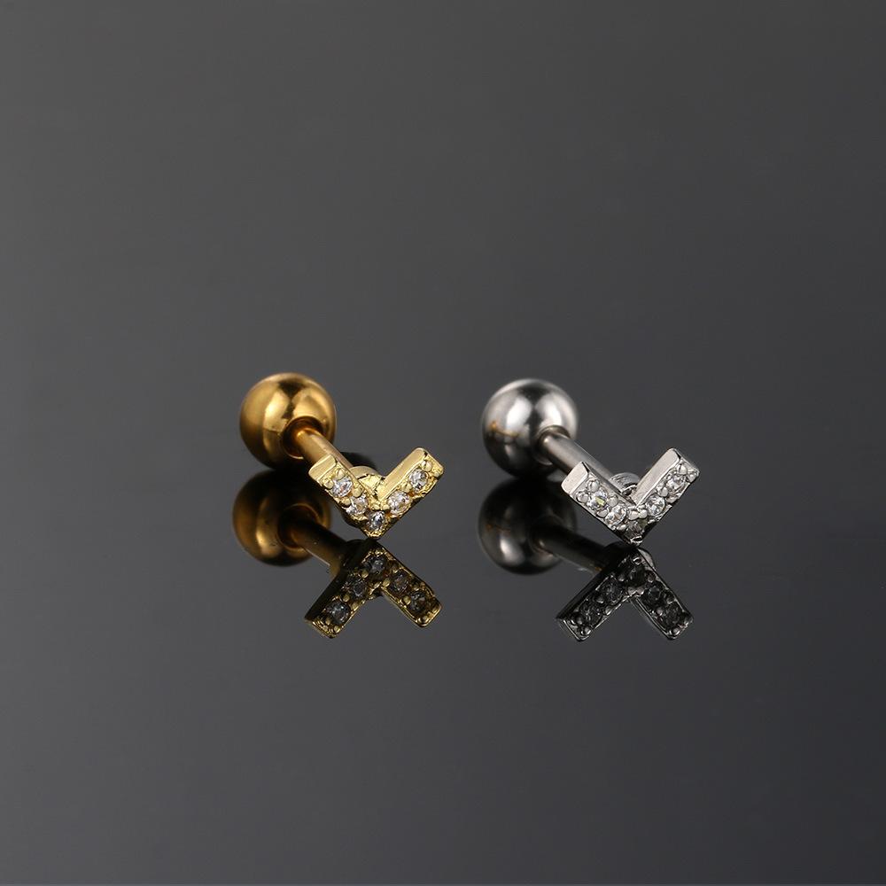 Hot Selling Helix Piercing Insect Skull Earring Women Trend Sliver Gold Color Zircon Tragus Bone Stud Ear Ring Body Chic Jewelry