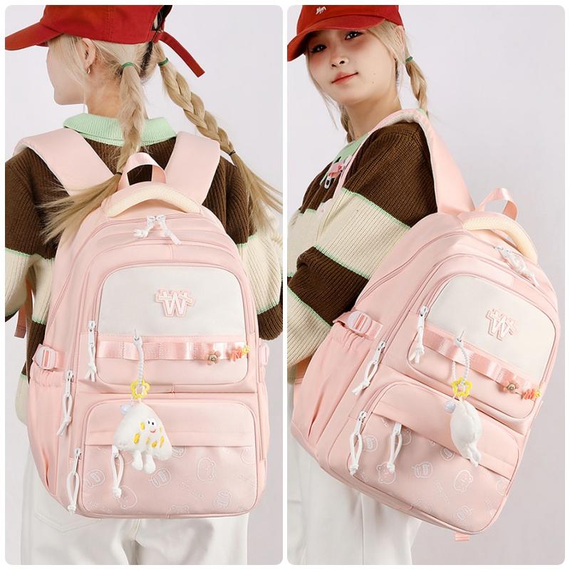 Zaino per studenti delle medie JLD Nuovo Cartone animato carino Spallaccio regolabile Ragazza adolescente Borse scolastiche Nylon Impermeabile Robusto Durevole Borsa per libri per alunni