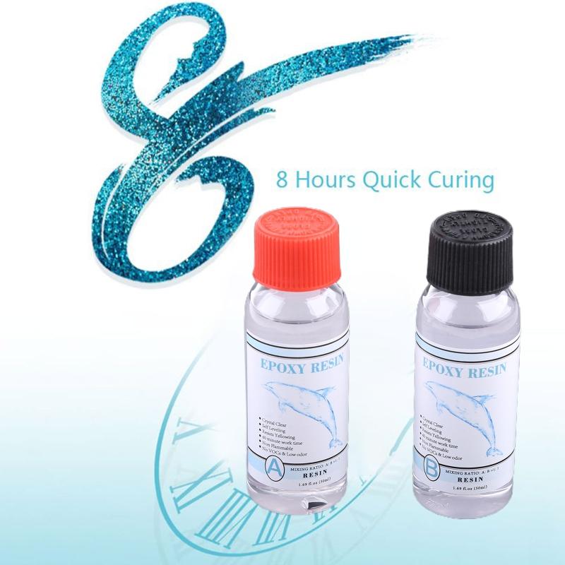 Epoxiharts Kristallklar Hård Typ Lim AB Kristalllim UV-härdande Harts för DIY Smyckestillverkning Hantverk 50ml