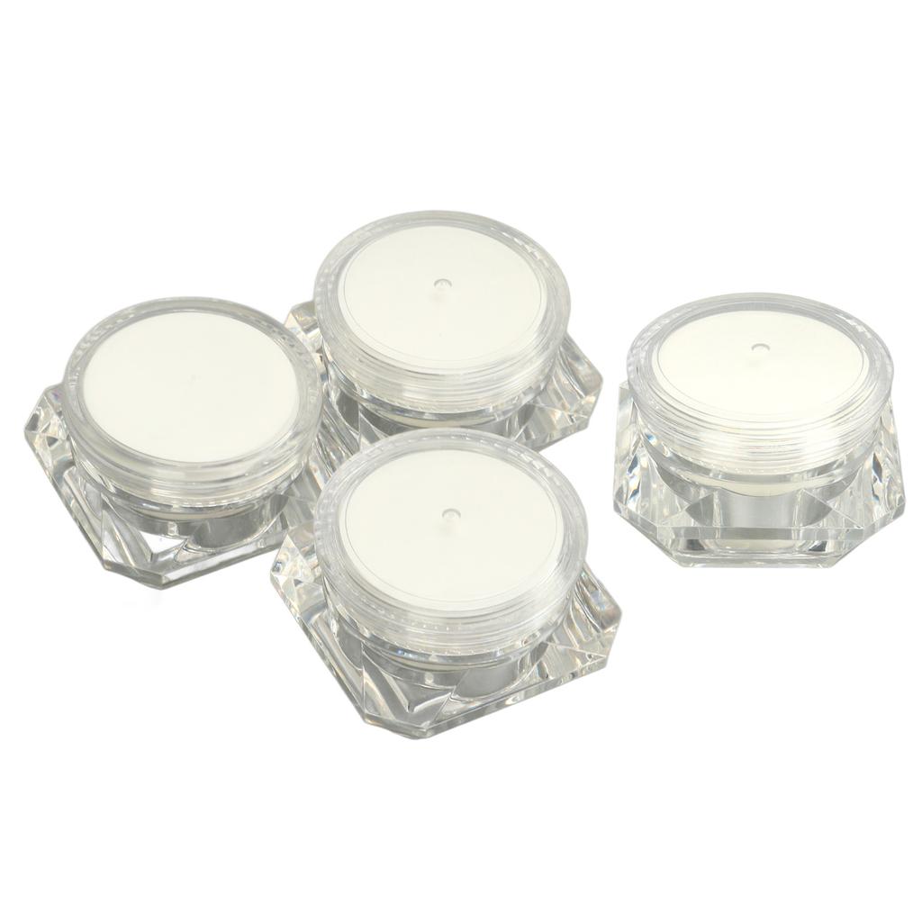 4Pcs Cream Jar Diamond Look Cosmetic Refillable Bottle Outdoor Travel Camping Plastic Compact Makeup Empty Container