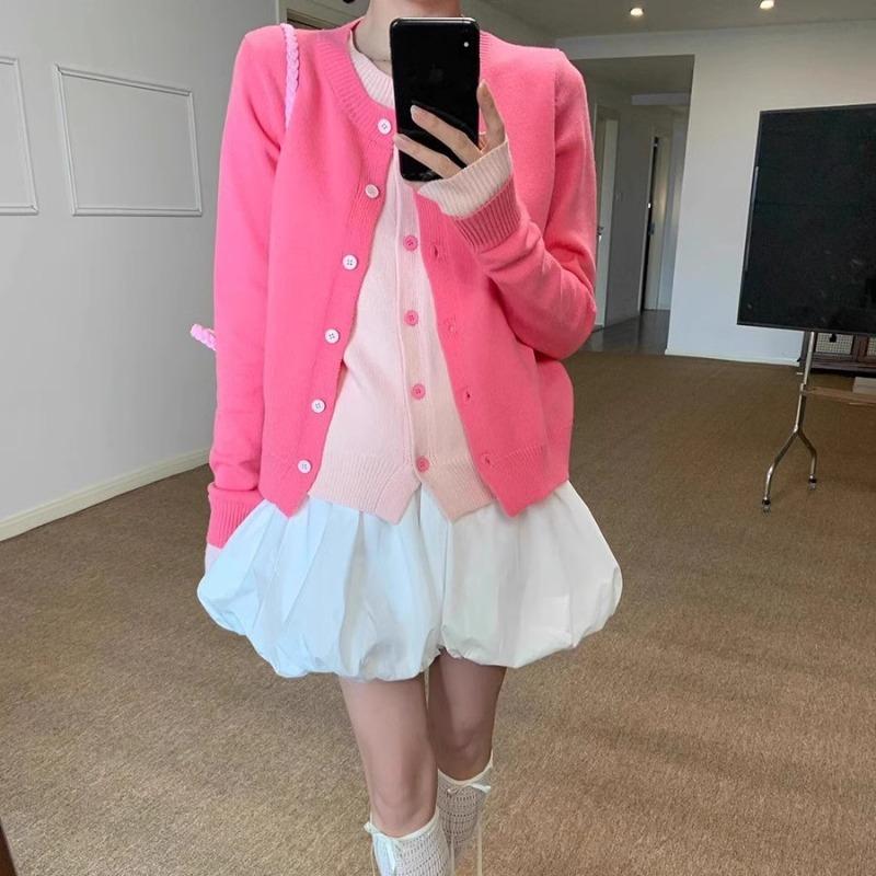 

Весенне-осенняя новая куртка-свитер с контрастной цветной вставкой, женский свободный милый вязаный кардиган-топ, имитация двух частей one size fits all розовый