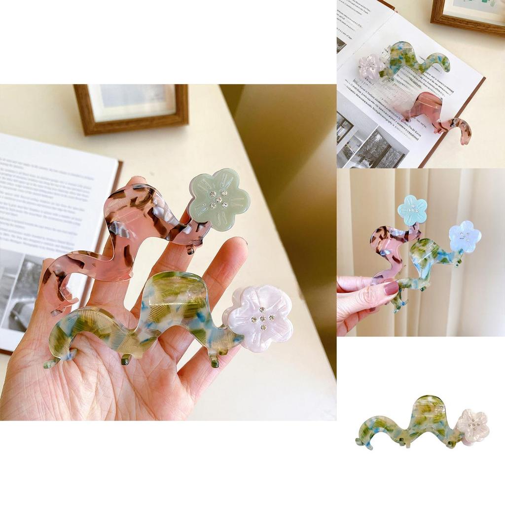 Unique Geometric Floral Hair Claw Clip Crafted From Acetate With Sparkling Rhinestones