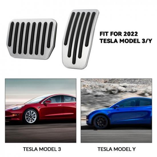 Covers For Tesla Model 3 Y Non-Slip Accelerator Brake Foot Rest Pedal Pad Silver