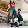 Plus Size Retro High-Waisted Cropped Wide-Leg Jeans for Women - Summer Versatile Loose-Fit Pants