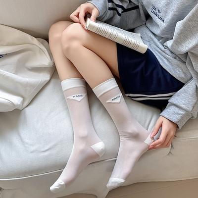 1Pair Women Thin Hollow Out Long Loose Socks JK Lolita Sweet Girls Japanese Solid Color Breathable Cotton Spring Summer Stocking