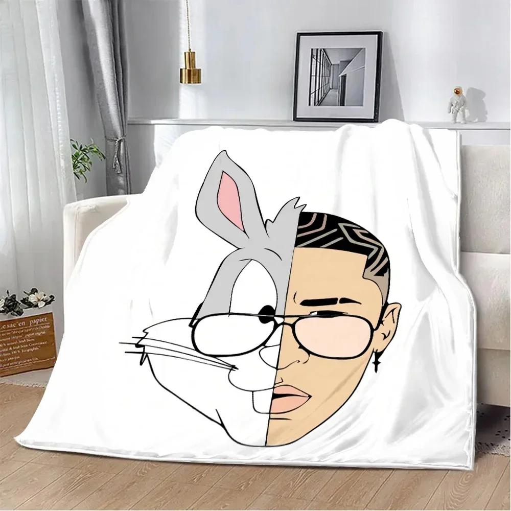 Yo Perreo Sola Bad Bunny Bedruckte Decke Picknickdecken Warme Decke Weiche und Bequeme Decke Haus Reise Geburtstagsgeschenk