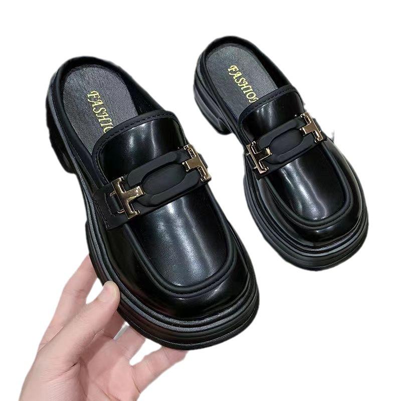Half Slippers Women Wear Thick-Soled Muffins Women'S High Heels Summer Loafers