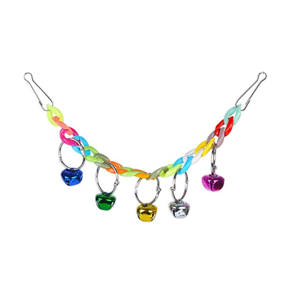 Metal Bird Ring Bell Hanging Parakeet Chew Toy Parrot Hanging Swing Chain Toy  Playing