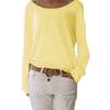 Solid Color Casual Round Neck Long Sleeve Women Knitted T-shirt Bottoming Top
