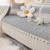 Cotton Linen Living Room Sofa Cover Four Seasons Universal Non-Slip Modern Simple Solid Color Cushion Luxury Plaid Sofa Cover