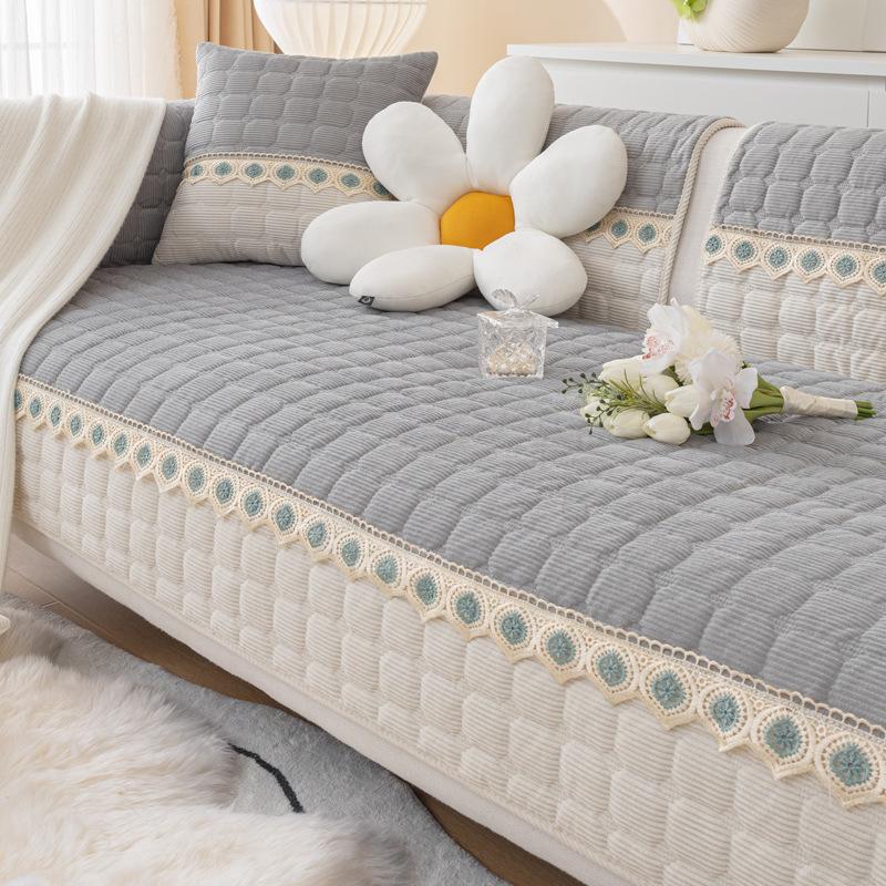 Plush Sofa Cushion Warm Heart Fabric Cushion Non-Slip Simple Modern European Style Sofa Cover Slipcover Layered Cover Cloth