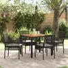 VidaXL 5-Piece Garden Dining Set with Cushions Black Poly Rattan 3334902