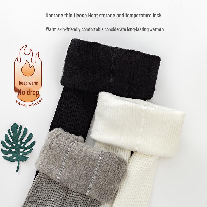 Warm Cotton Fleece-Lined Infant Bodysuit & Tights for Girls - Medium Thick Outerwear for Autumn/Winter