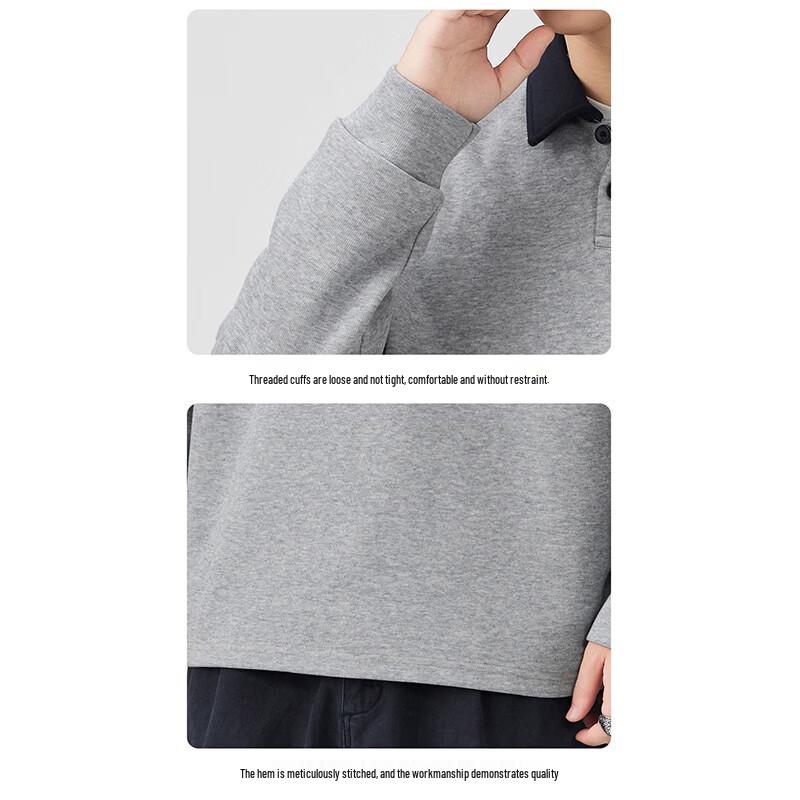 Mao Ren Men's Casual Long Sleeve Polo Shirt
