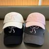 1pc Bowknot Embroidered Baseball Cap - Adjustable Fit for Baseball, Cycling, Running, Hiking Stylish Black with Pink Bow Design Outdoor Sports Cap