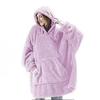 Women Warm Hooded Outerwear Solid Elegant Soft Double Fleece Jacket Unisex Pocket Pullover Long Hoodies Home Wear
