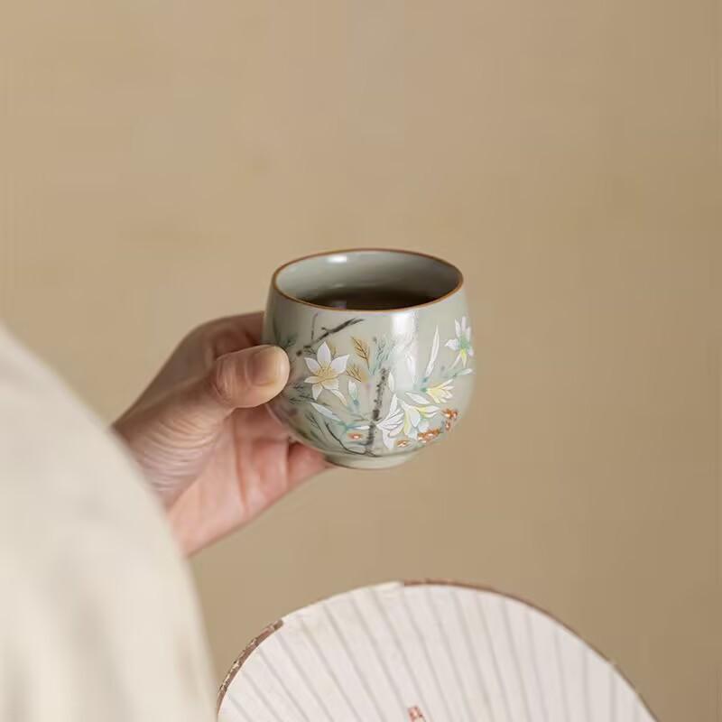 Secret Huang Ru Kiln Master Cup Ceramic Retro Household Dragon Egg Cup Single Cup Kung Fu Tea Set Zen Cup Tea Cup Tea Cup