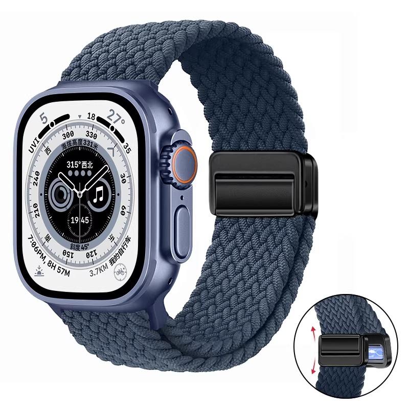 Nylon Braided Band For Apple Watch Series Ultra 3 2 1 49mm 11 10 46mm 42mm 9 8 7 45mm 41mm Magnetic Strap iWatch 6 5 SE 44/40mm Belt