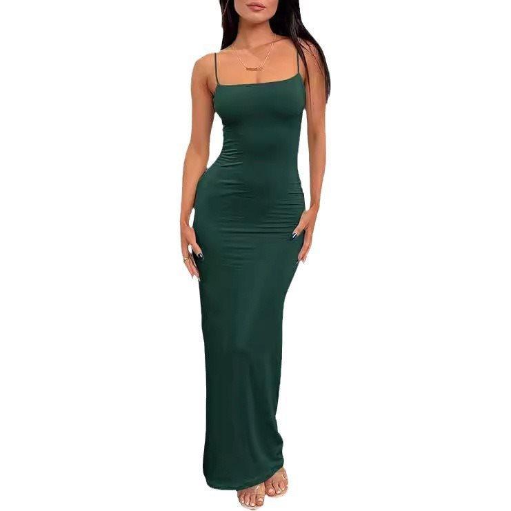 New Women's Evening Dress Dress Sexy Women's Long Skirt Hip-wrapped Slim Backless Summer American Black