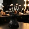Black And White Decor Gothic Makeup Brush Storage Tube, Retro Skull Desktop Organizer, Vintage Style Case Decorative Plastic Holder for Dressing Table