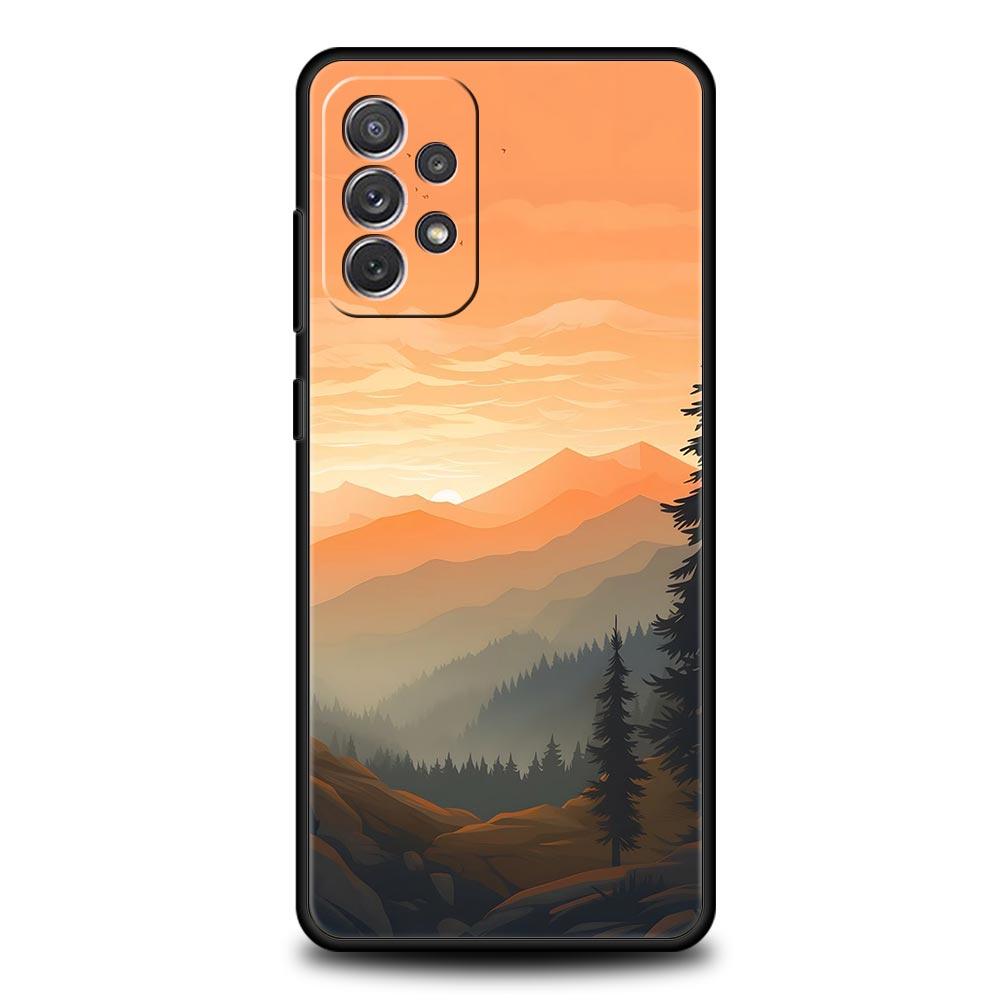 Mountain Sunrise Line Case for Samsung A57 A37 A51 A71 A21S A17 A11 A15 A25 A41 A23 A33 A53 A73 A07 A05S A13 A35 A55 5G Cover