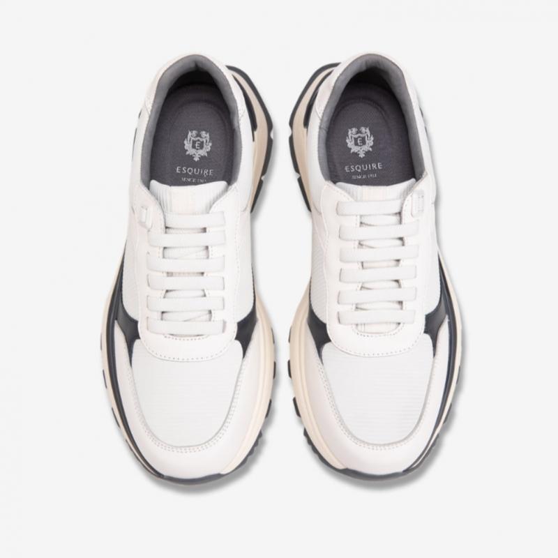 ESquire Men S Cowhide Sporty SneakerS White