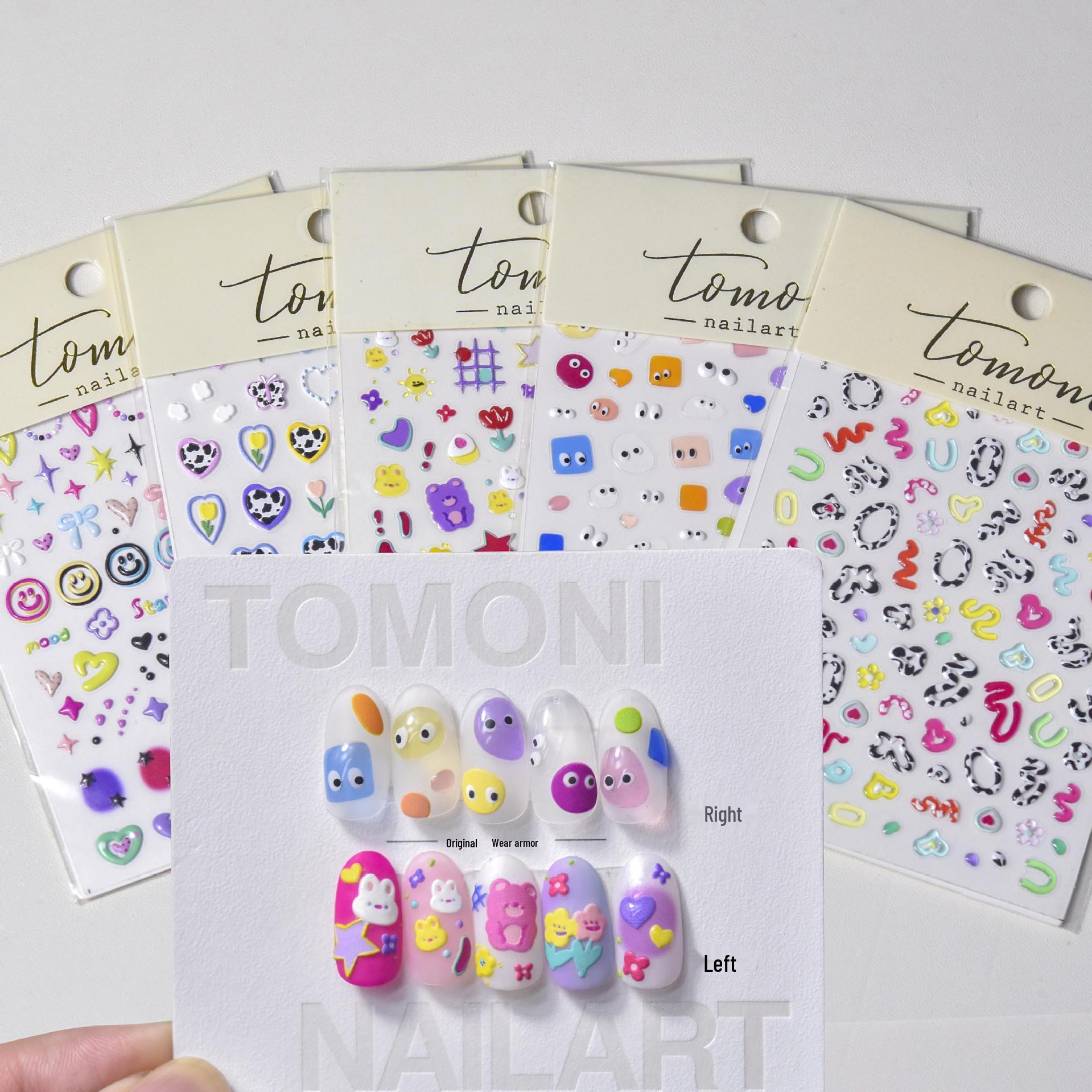 

Popular Cute Japanese Milk Pattern Dopamine Heart Nail Art Stickers